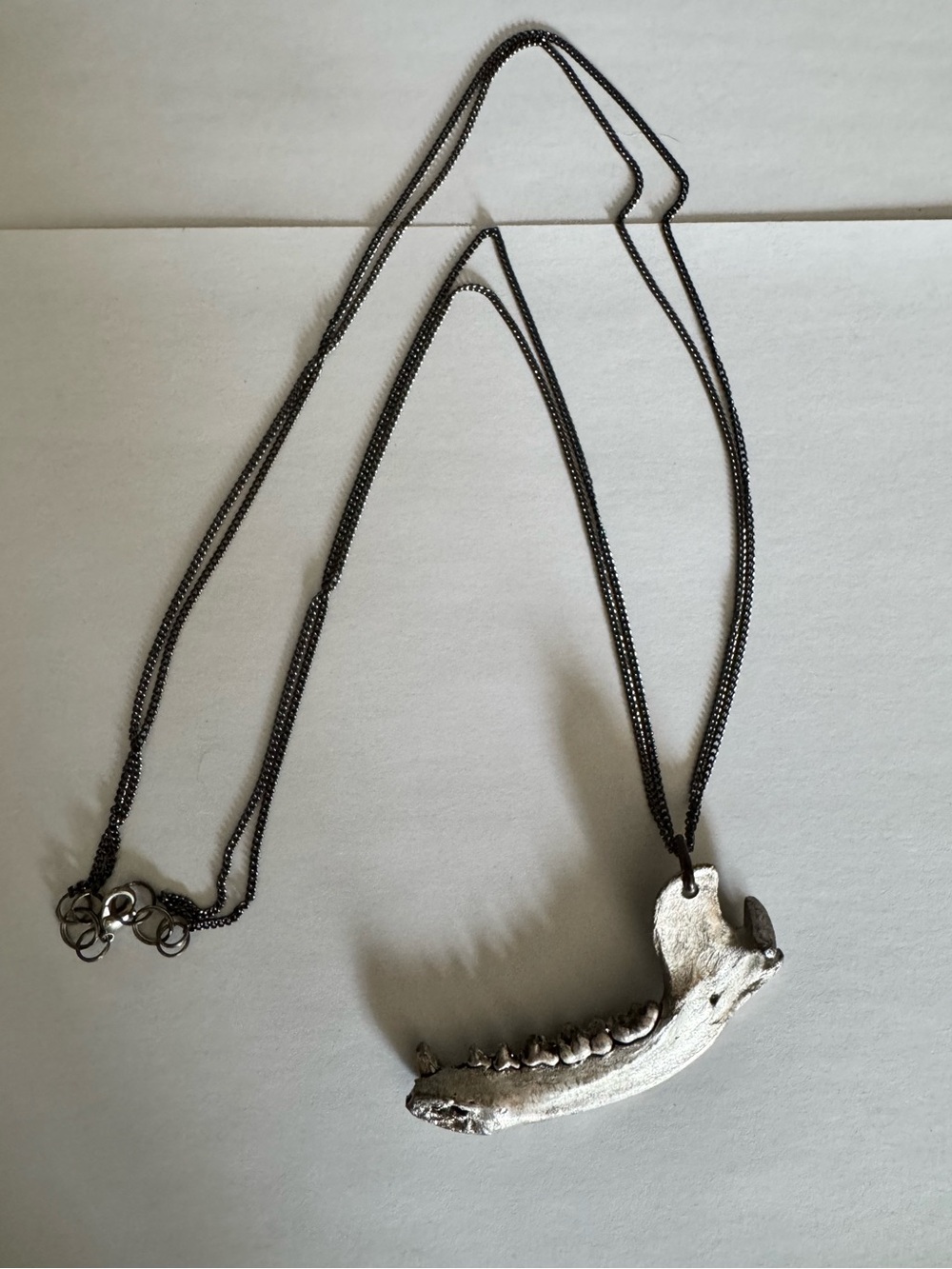 Jawbone Silver Plated Pendant Necklace -
